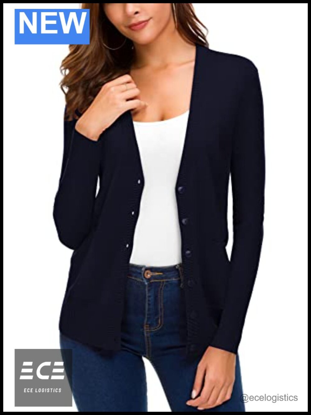 Lightweight Button Open Front Knit Cardigan Sweater with Pockets